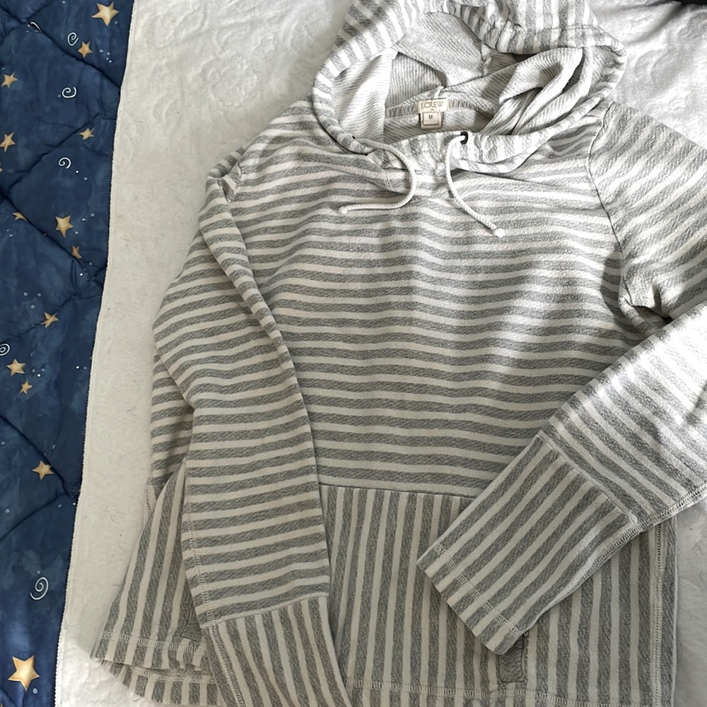 J Crew size medium hooded sweatshirt Gray and white